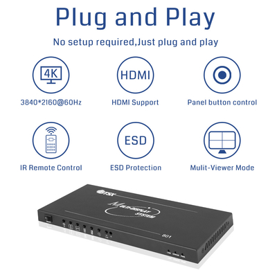 Bitvisus 4K60 8 Pictures Multi-viewer HDMI/DP Interruptor de controle remoto de vídeo infravermelho