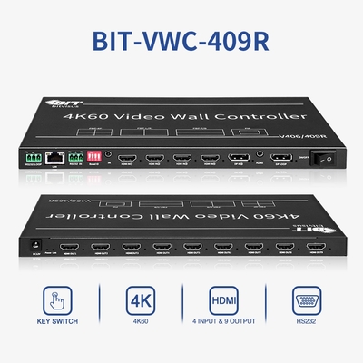 Bitvisus 3X3 2X3 4K Seamless 4 Source PIP POP HDMI TV Sala de reuniões Sala de conferências Processador de vídeo de parede Controlador BIT- VWC-409R