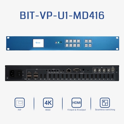 Bitvisus 1U RACK PIP Switching Seamless HDMI Switcher Matrix 4K60 4*4 LCD LED TV Video Wall Controller ProcessadorBIT-VP-U1-MD416