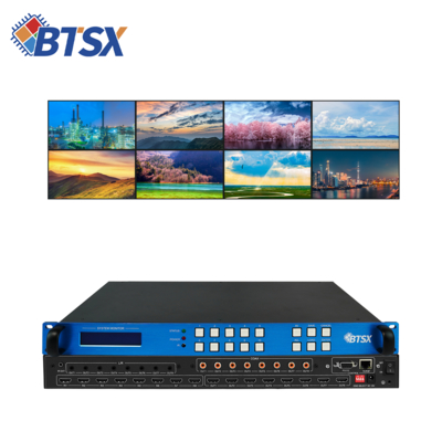 Processador de Video Wall TCP/IP com 8 Portas de Entrada e Display Profissional
