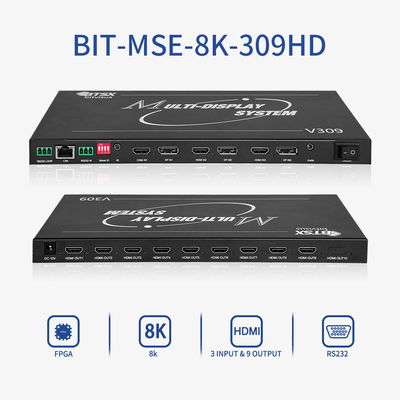 Processador de Video Wall Profissional Bitvisus 8K - 9 Saídas, Saída de Vídeo de Alta Definição Sincronizada BIT-MSE-8K-309HD